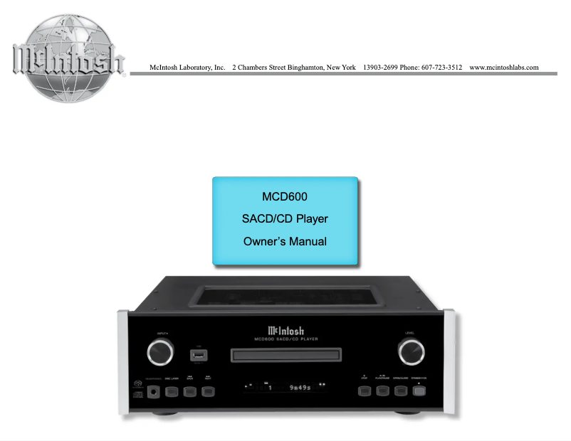 Image de la première page du manuel de l'appareil MCD600