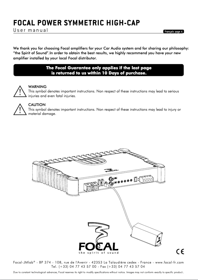 Page 1 of the manual User Manual Focal HIGH-CAP