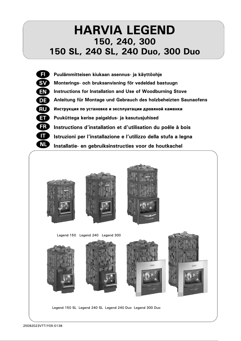 Page 1 de la notice Manuel utilisateur Harvia Legend 6 WK150LDSL