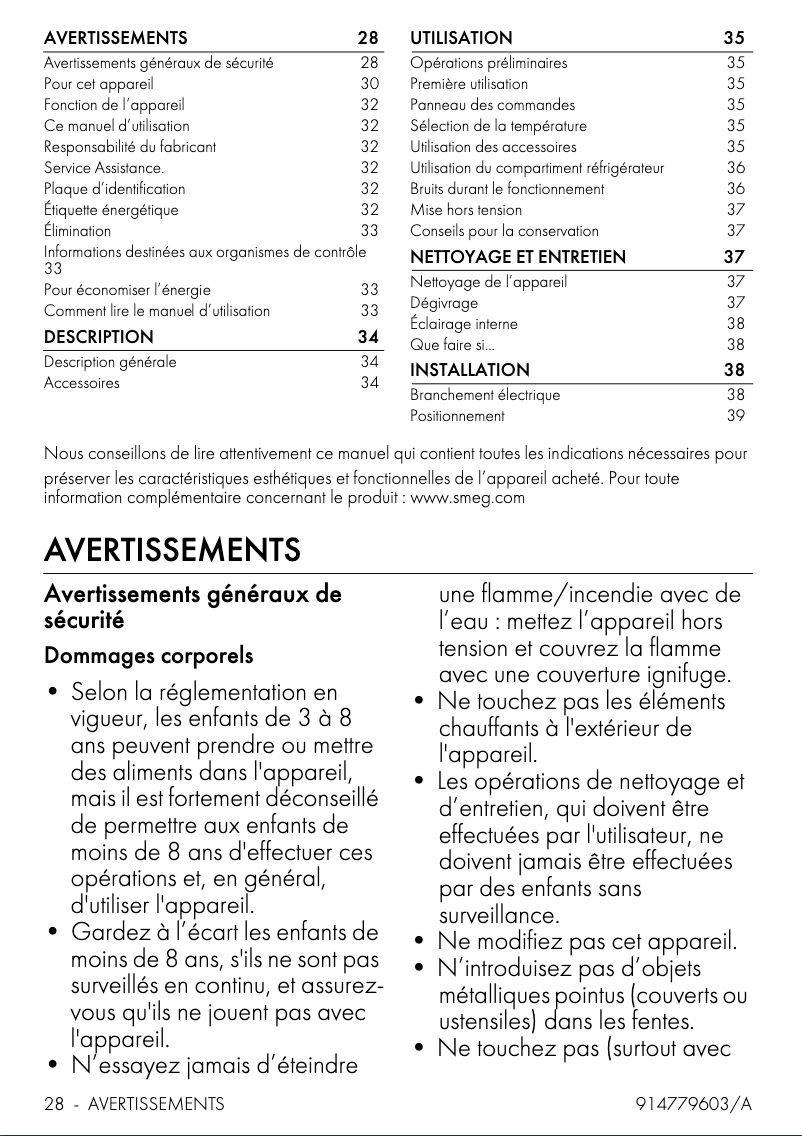 Image de la première page du manuel de l'appareil FAB10HRPK5