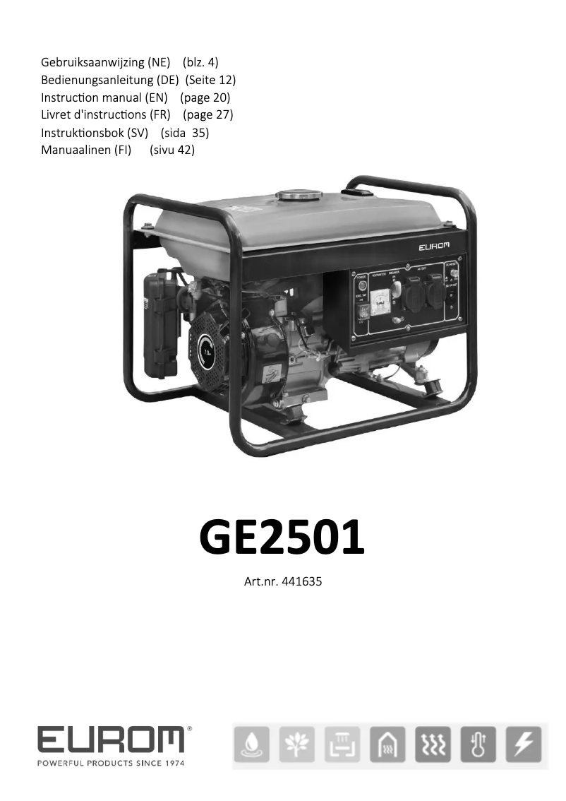 Image de la première page du manuel de l'appareil GE2501