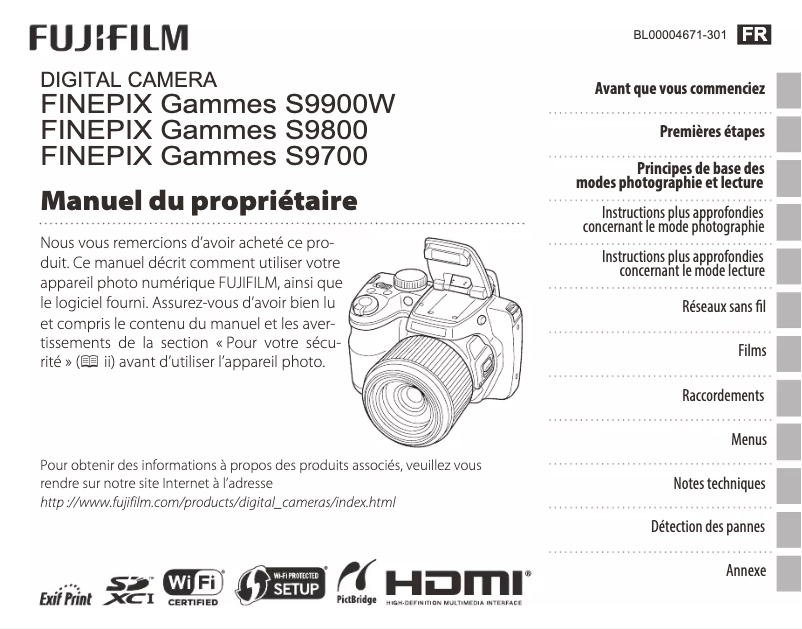 Page n°1 - Manuel utilisateur Fujifilm FinePix S9800