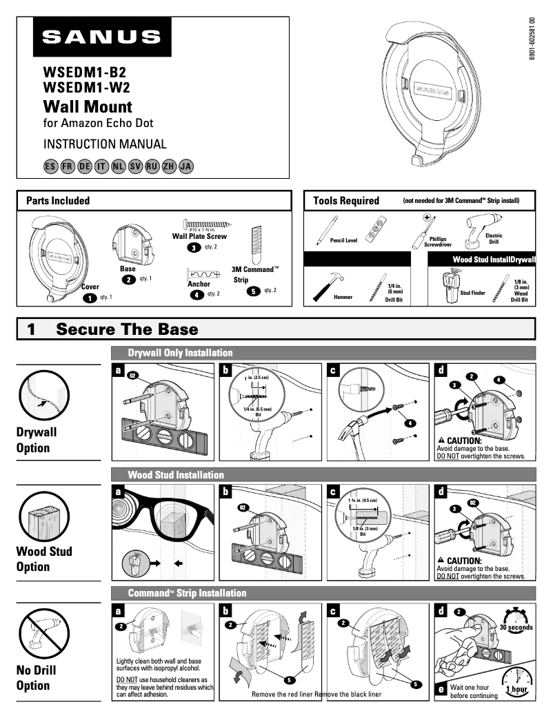 Page n°1 - Manuel utilisateur Sanus WSEDM1