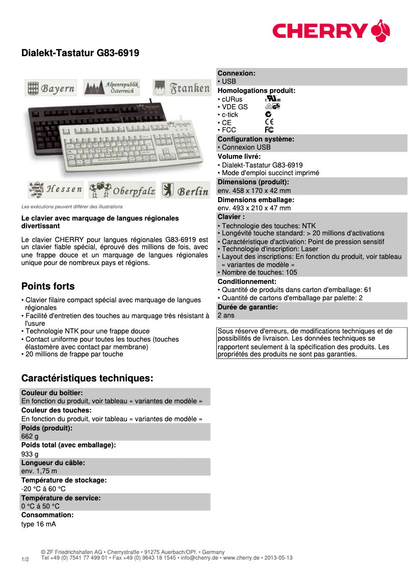 Image de la première page du manuel de l'appareil Dialekt-Tastatur G83-6919