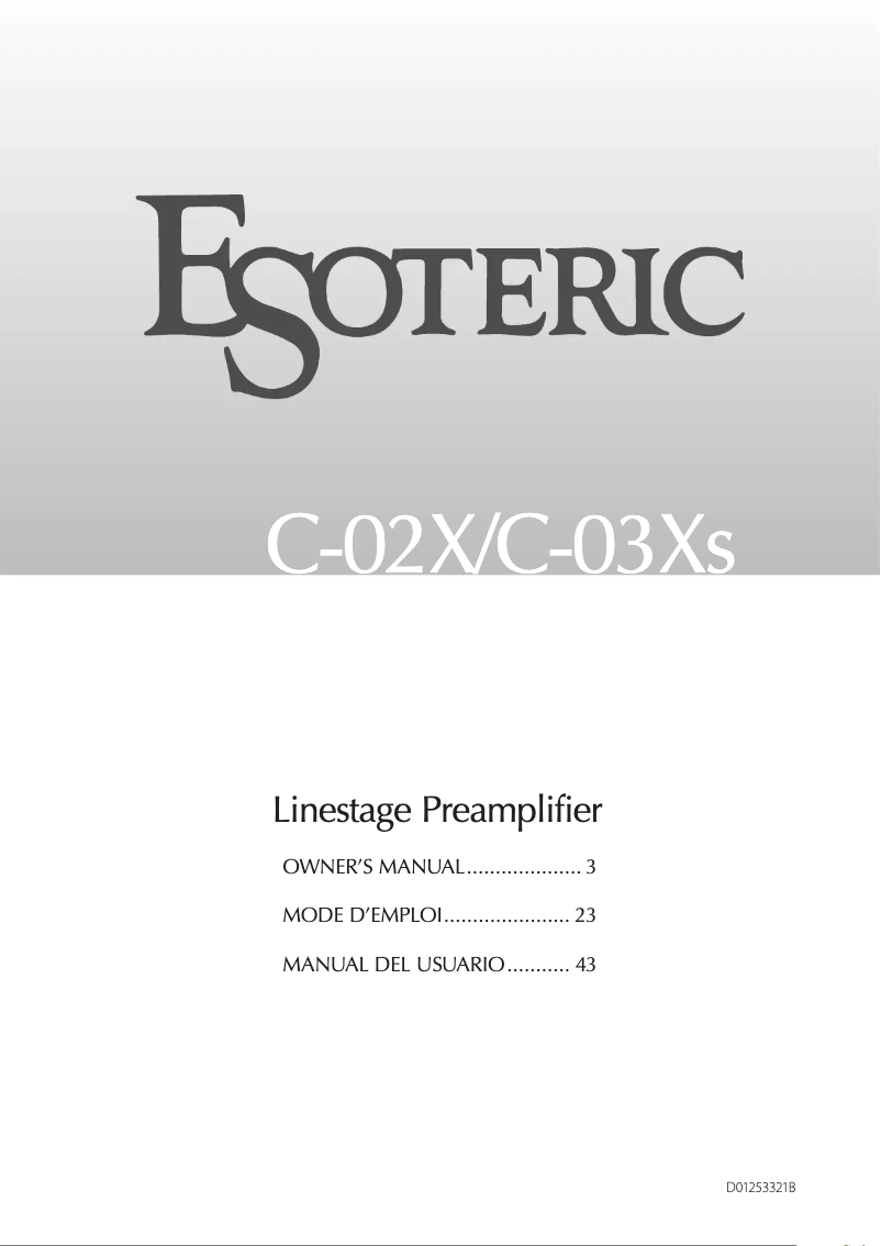 Page n°1 - Manuel utilisateur Esoteric C-02X