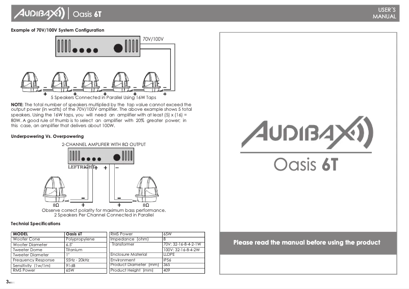 Página 1 del manual Manual de usuario Audibax Oasis 6T