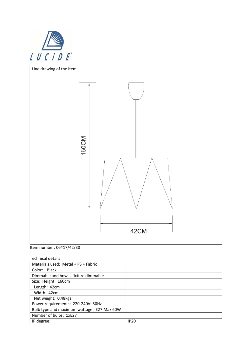 Page n°1 - Manuel utilisateur Lucide Alegro 06417/42/30