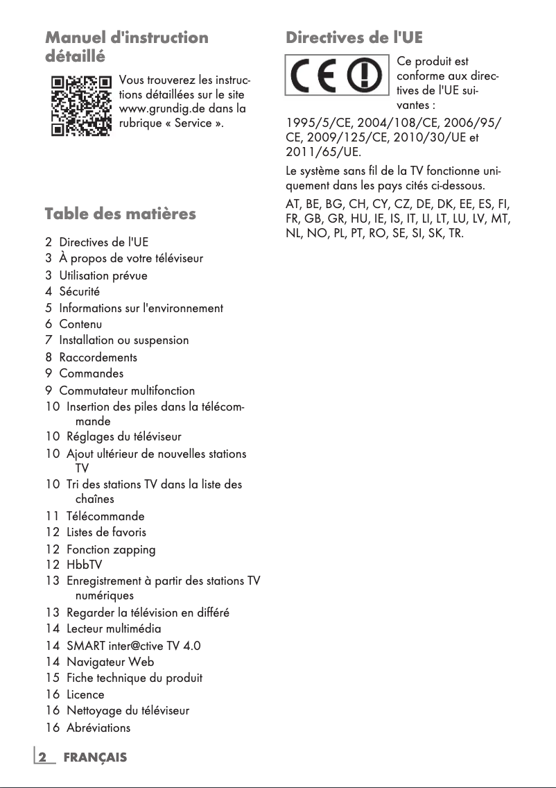 Page n°1 - Mode d'emploi Grundig 65 FLX 9590 BP