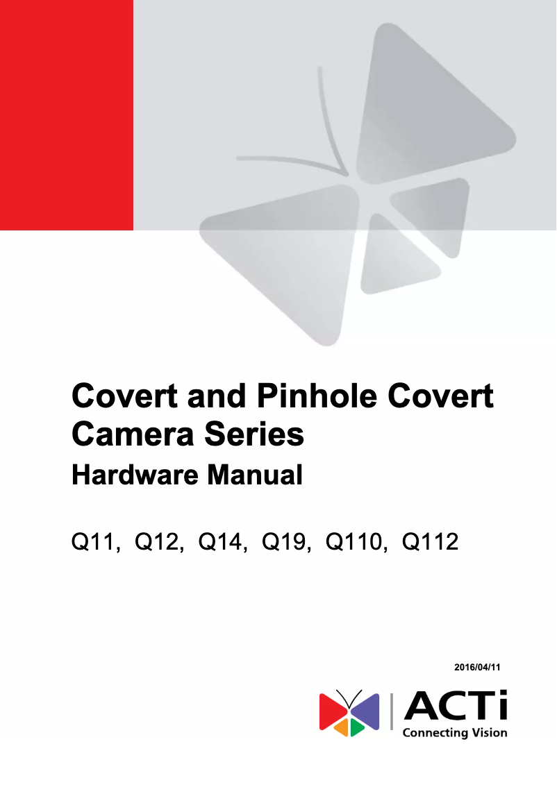 Page n°1 - Manuel utilisateur ACTi Q112