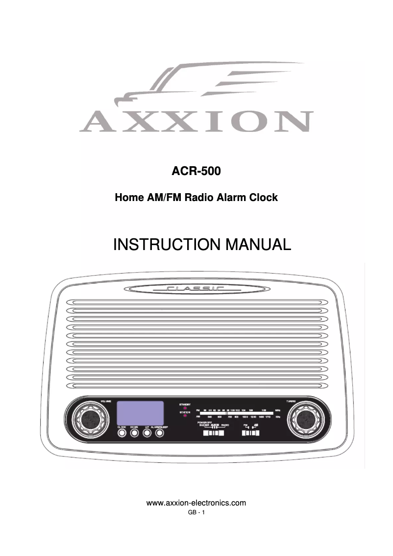 Page n°1 - Manuel utilisateur Axxion ACR-500