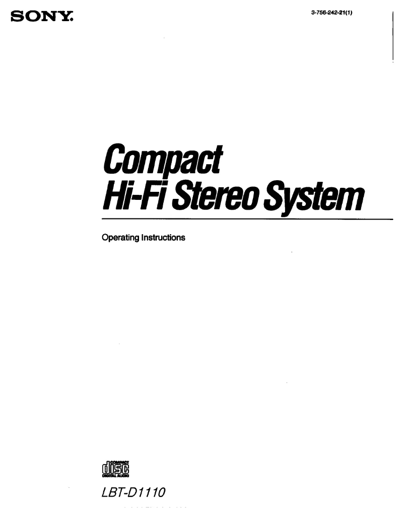 Page n°1 - Manuel utilisateur Sony LBT-D1110