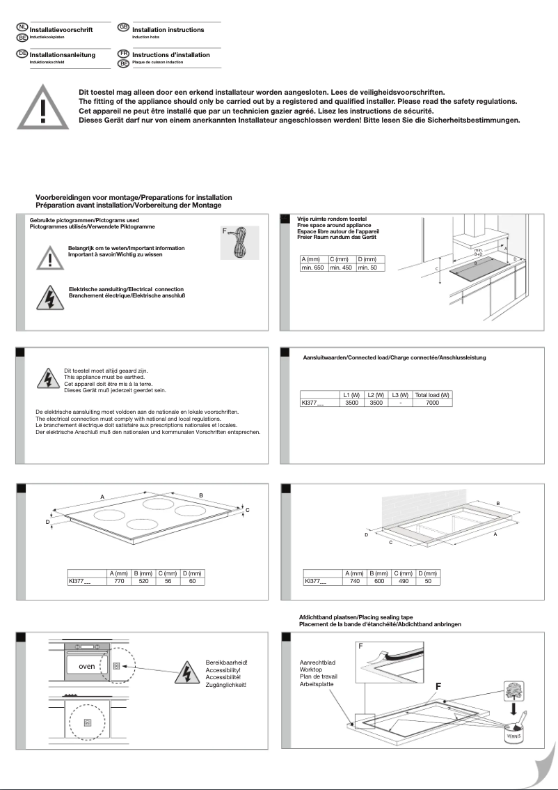 Page 1 de la notice Guide d'installation Etna KI377ZT