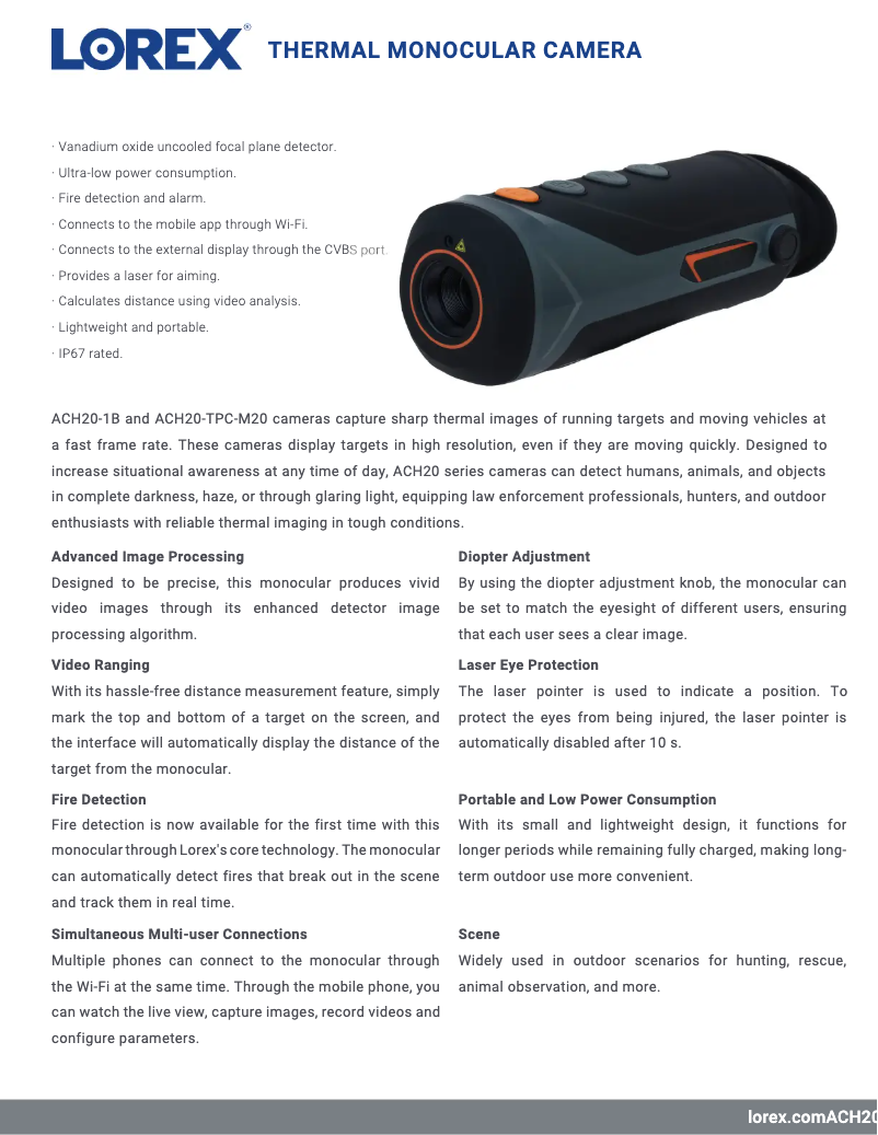 Página 1 del manual Ficha técnica Lorex ACH20-TPC-M20