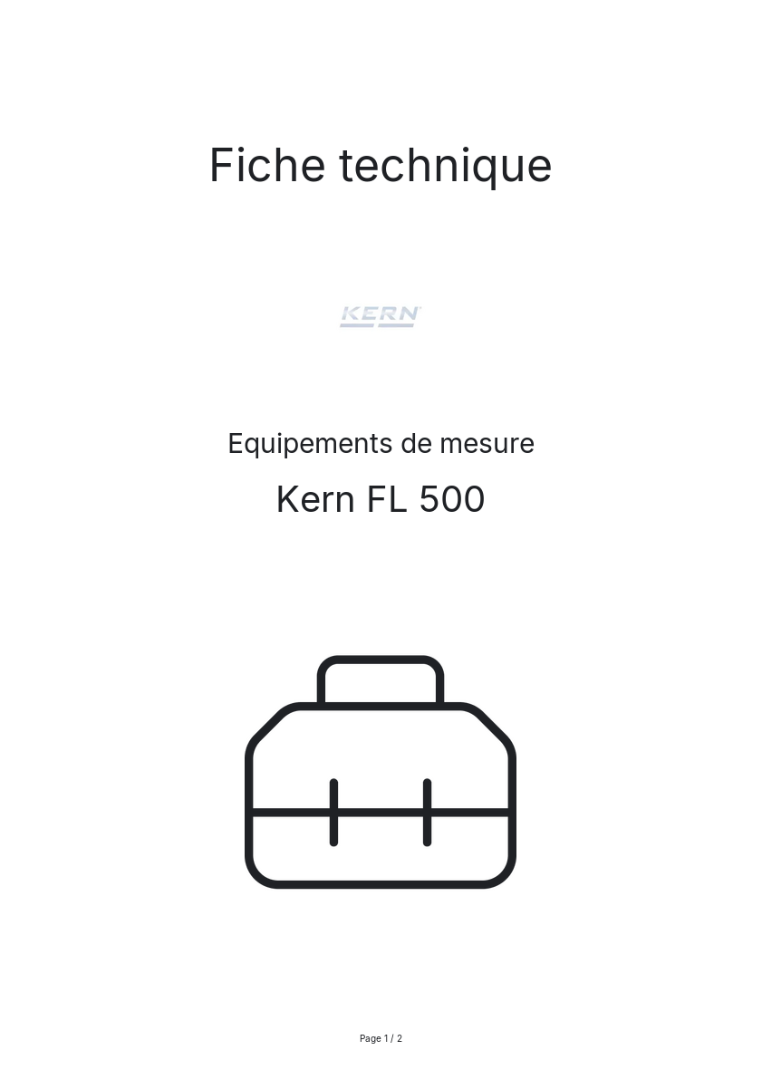 Page n°1 - Fiche technique Kern FL 500