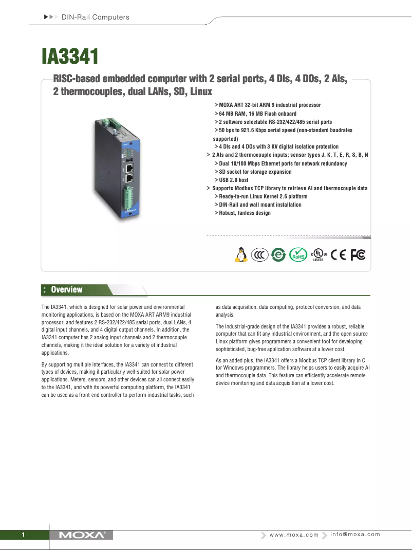 Page n°1 - Manuel utilisateur Moxa IA3341-LX