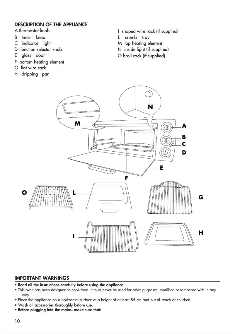 Page n°1 - Manuel utilisateur DeLonghi EO 12001.W