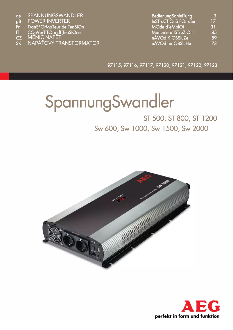 Image de la première page du manuel de l'appareil SW 2000