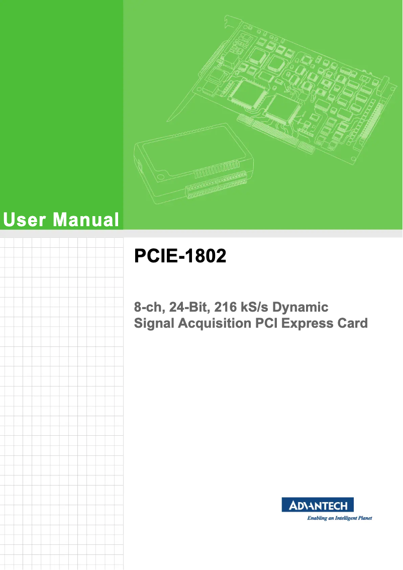 Image de la première page du manuel de l'appareil PCIE-1802-AE