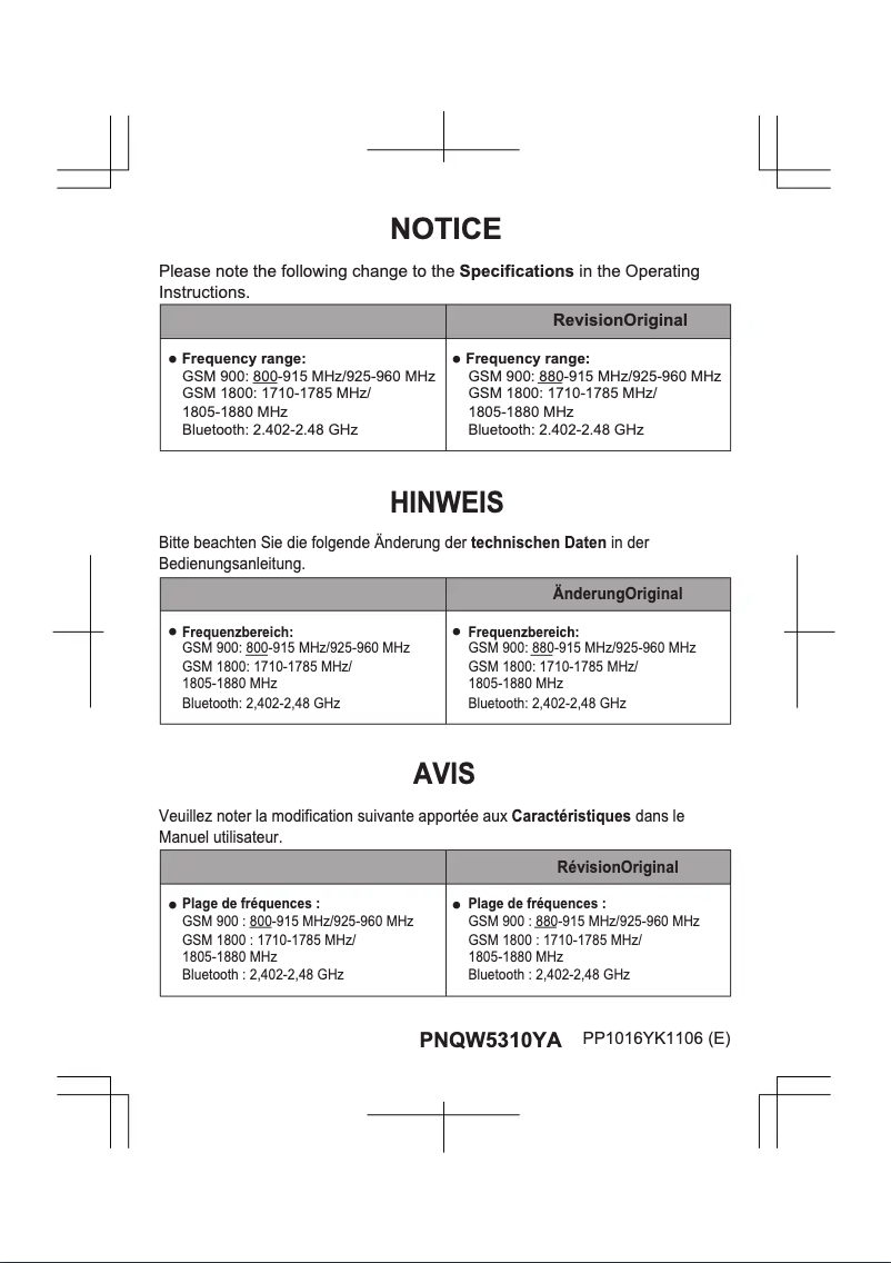 Page 1 de la notice Manuel utilisateur Panasonic KX-TU329FX