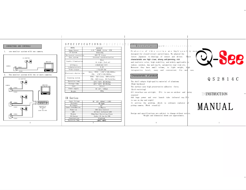 Image de la première page du manuel de l'appareil QS2814C