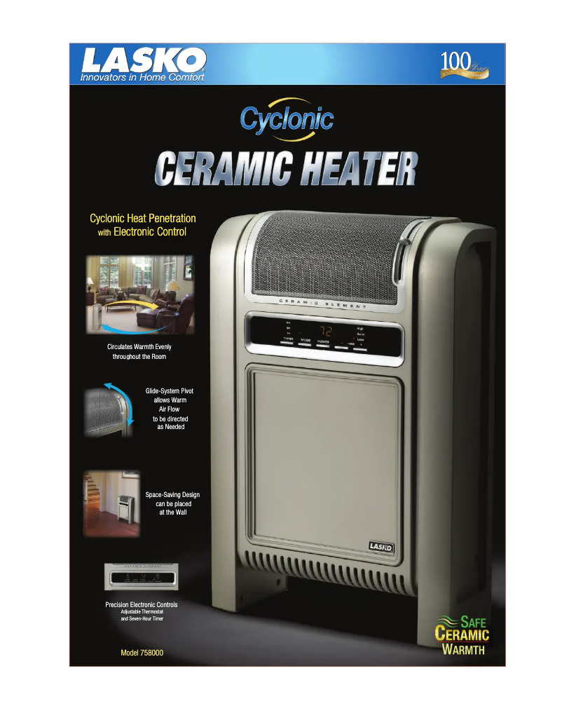 Page 1 de la notice Fiche technique Lasko 758000