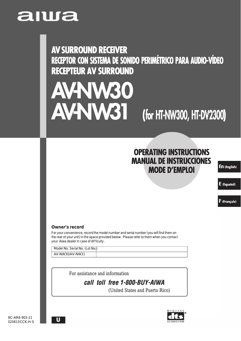 Page n°1 - Manuel utilisateur Aiwa AV-NW31