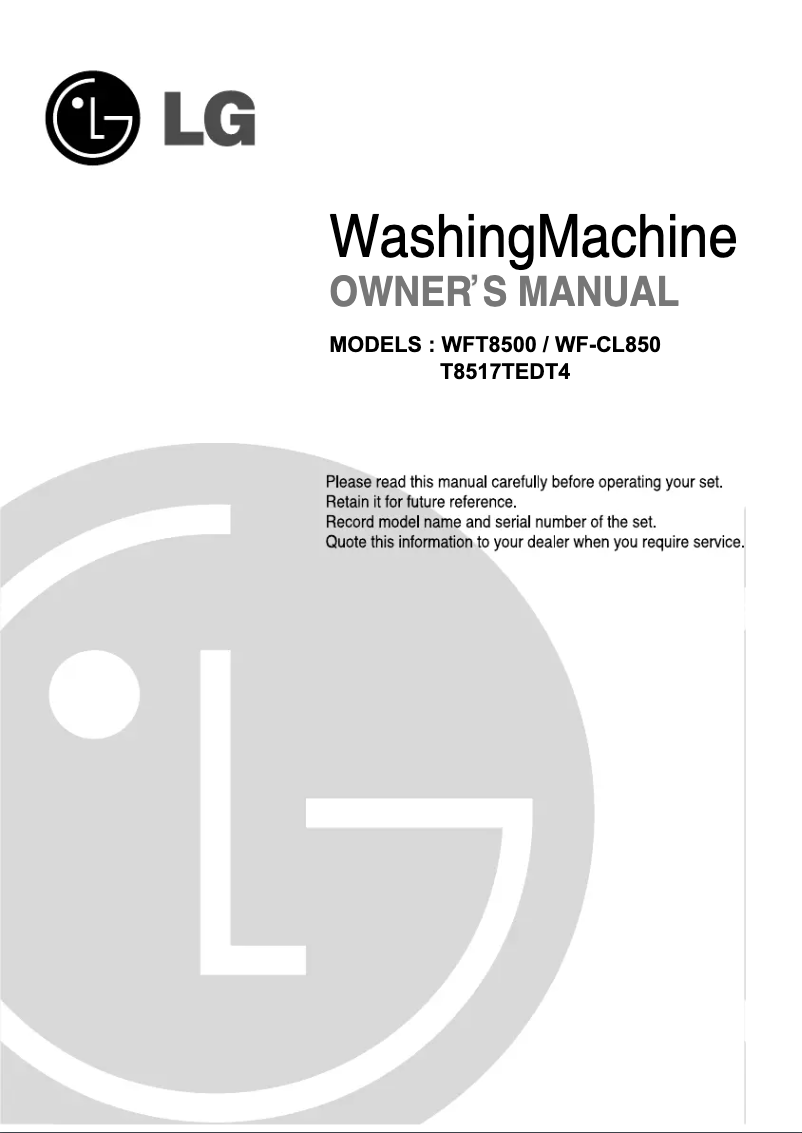 Page 1 de la notice Manuel utilisateur LG WF950