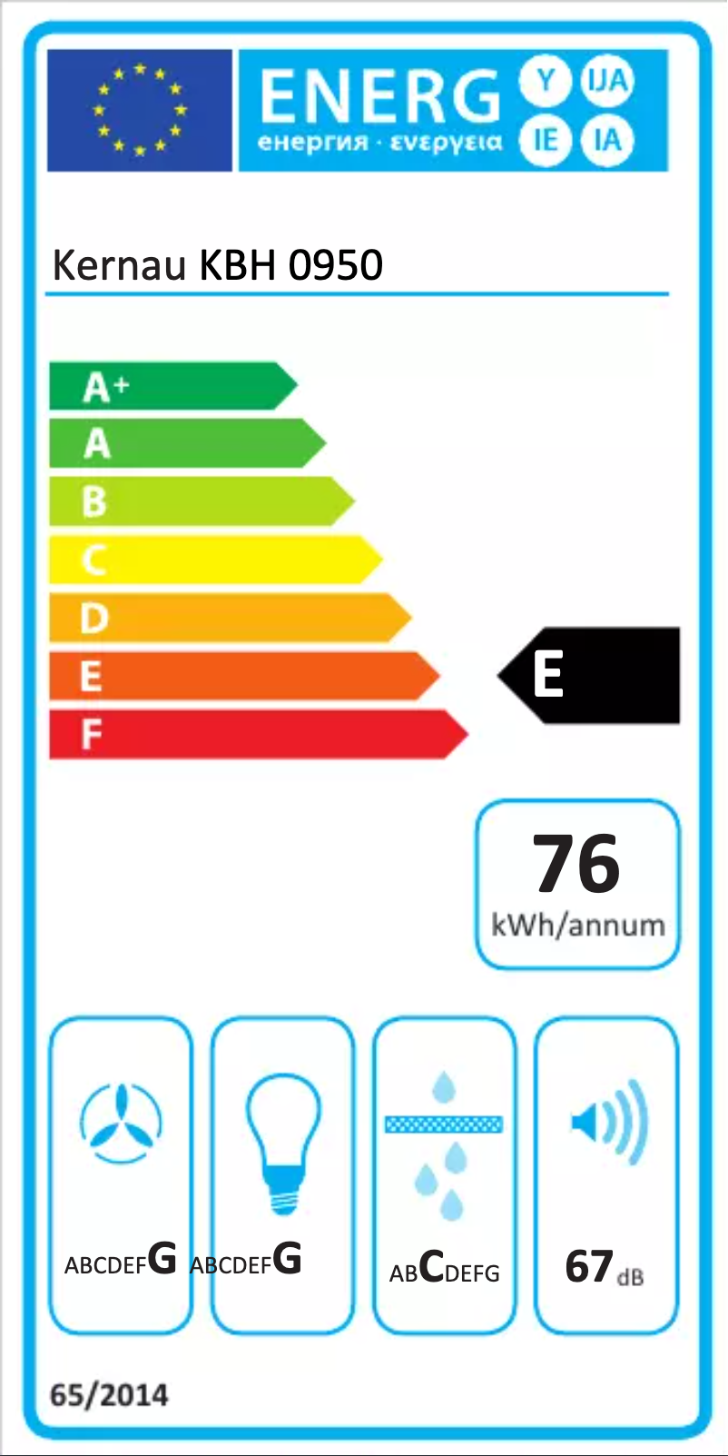 Page 1 de la notice Label énergétique Kernau KBH 0950 S