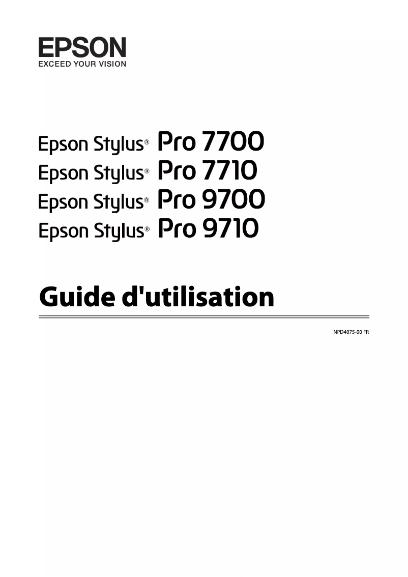 Page n°1 - Manuel utilisateur Epson Stylus Pro 7700