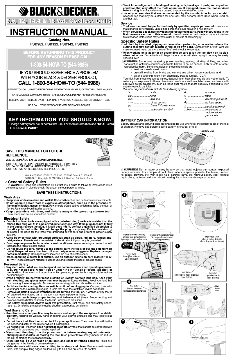 Page 1 de la notice Manuel utilisateur Black & Decker FSD962