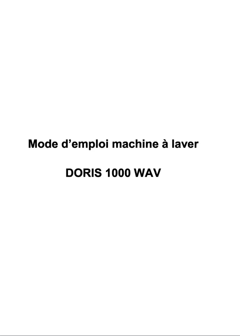 Page n°1 - Manuel utilisateur Waltham DORIS 1000 WAV
