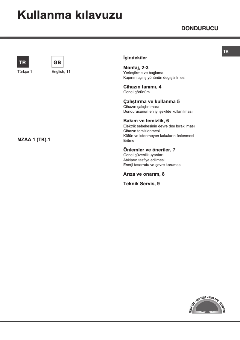 Page 1 de la notice Manuel utilisateur Hotpoint MZAA 1 (TK).1