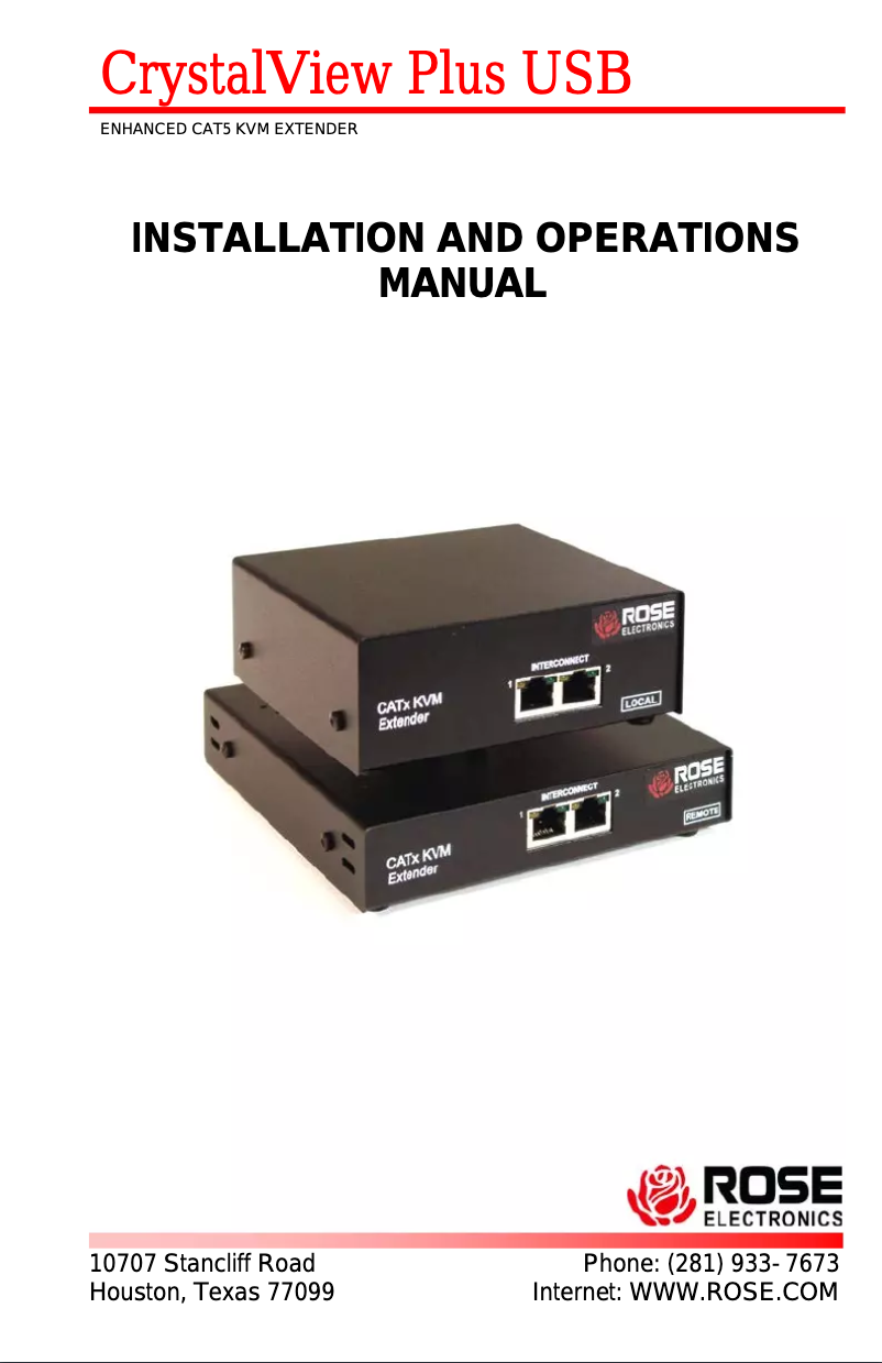 Page 1 de la notice Manuel utilisateur Rose CrystalView Plus USB