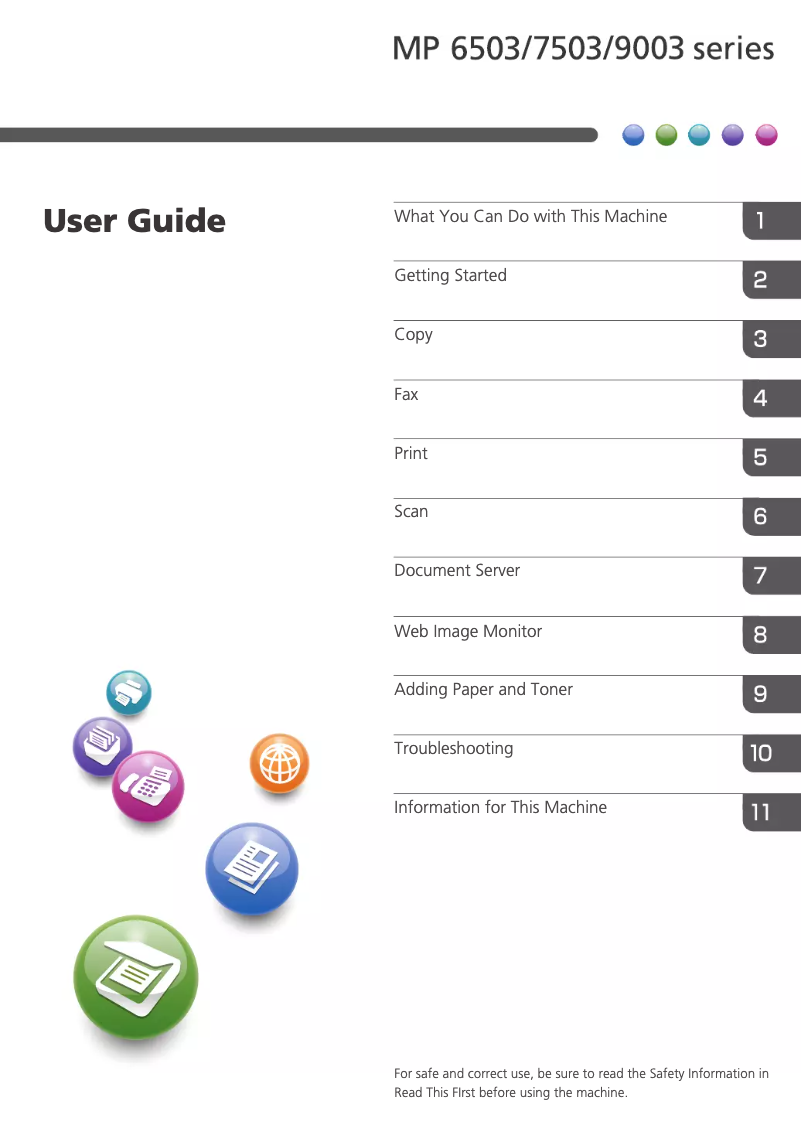 Page n°1 - Manuel utilisateur Ricoh MP 9003