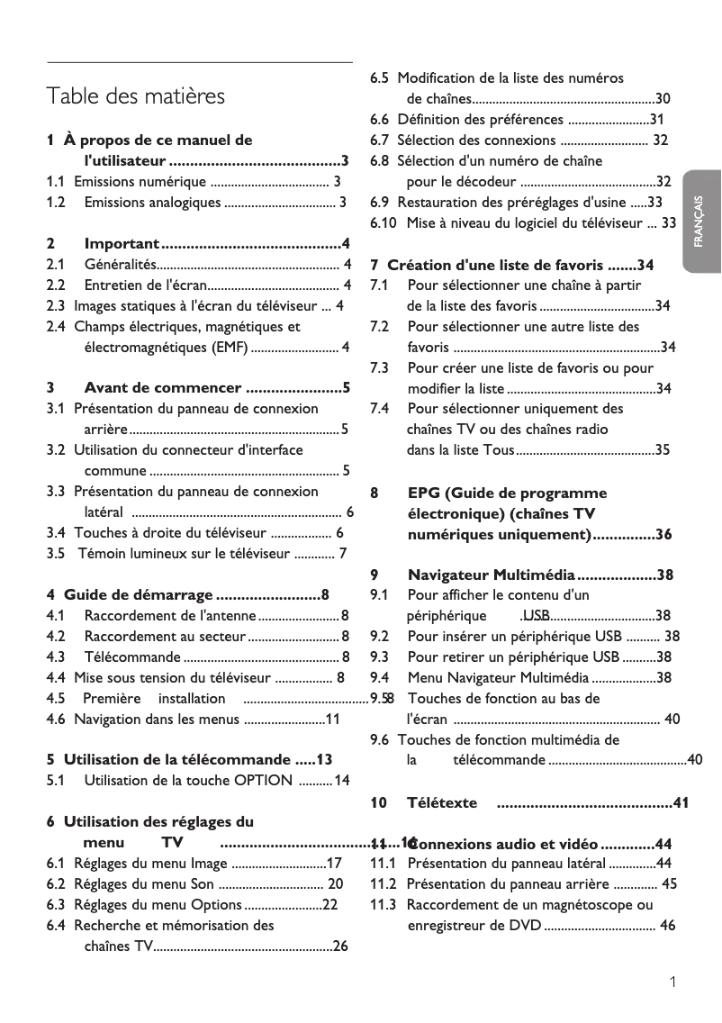 Page 1 de la notice Manuel utilisateur Philips 32PFL7602D