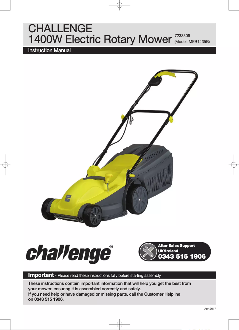 Page 1 de la notice Manuel utilisateur Challenge MEB1435B