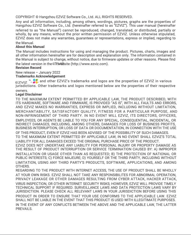 Page 1 de la notice Manuel utilisateur EZVIZ Smart Chime