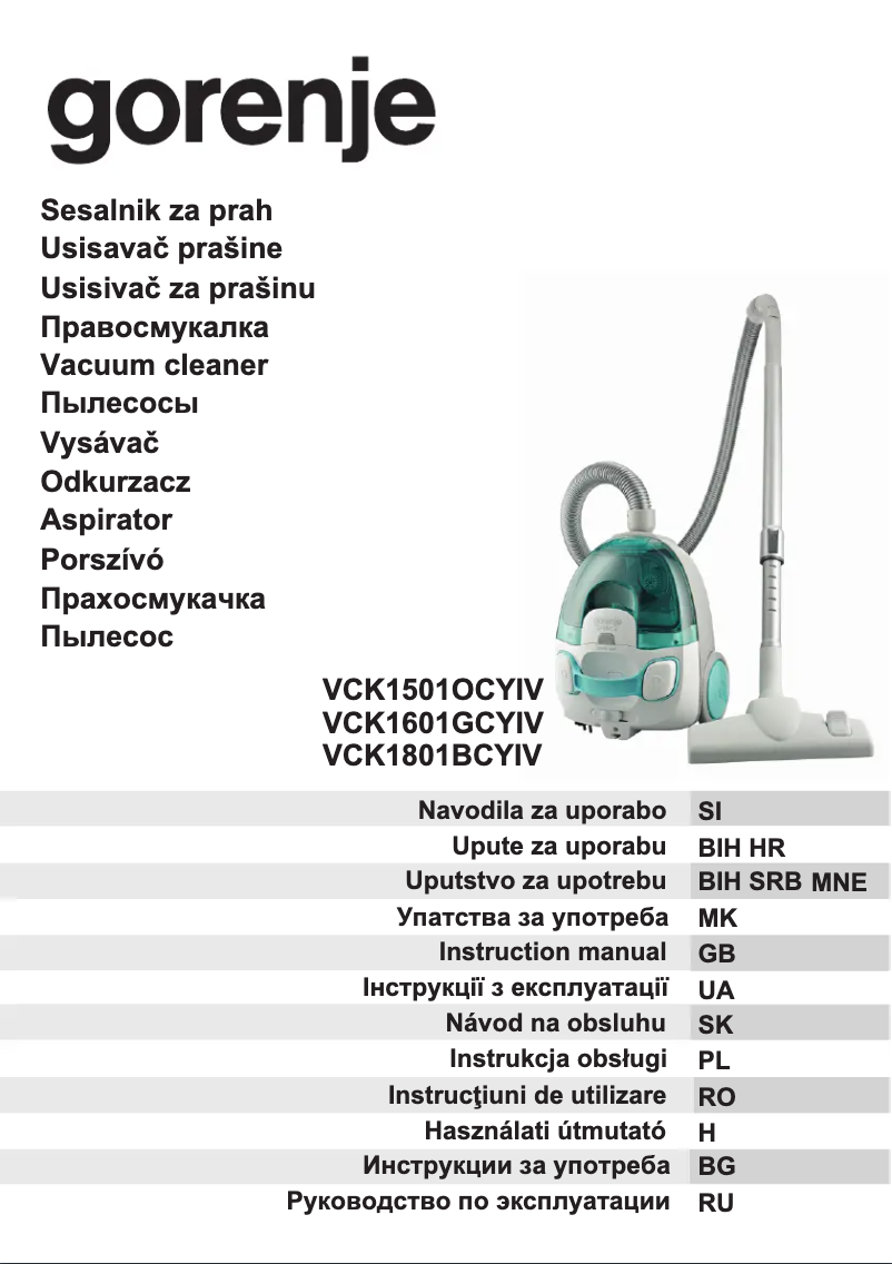 Page n°1 - Manuel utilisateur Gorenje VCK1601GCYIV