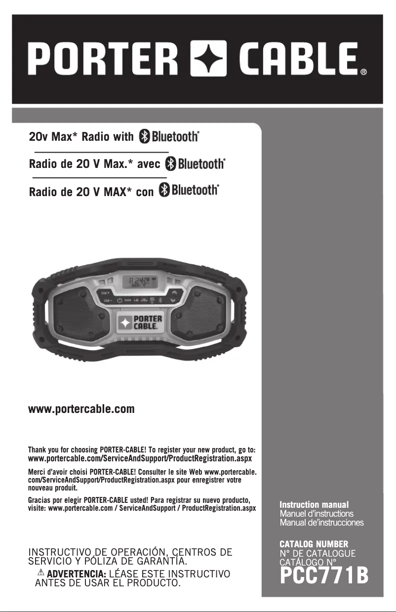 Image de la première page du manuel de l'appareil PCC771B