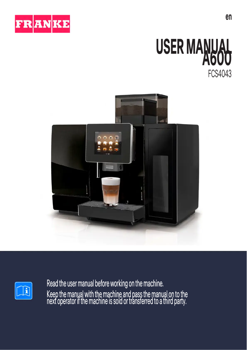 Page 1 de la notice Manuel utilisateur Franke A600