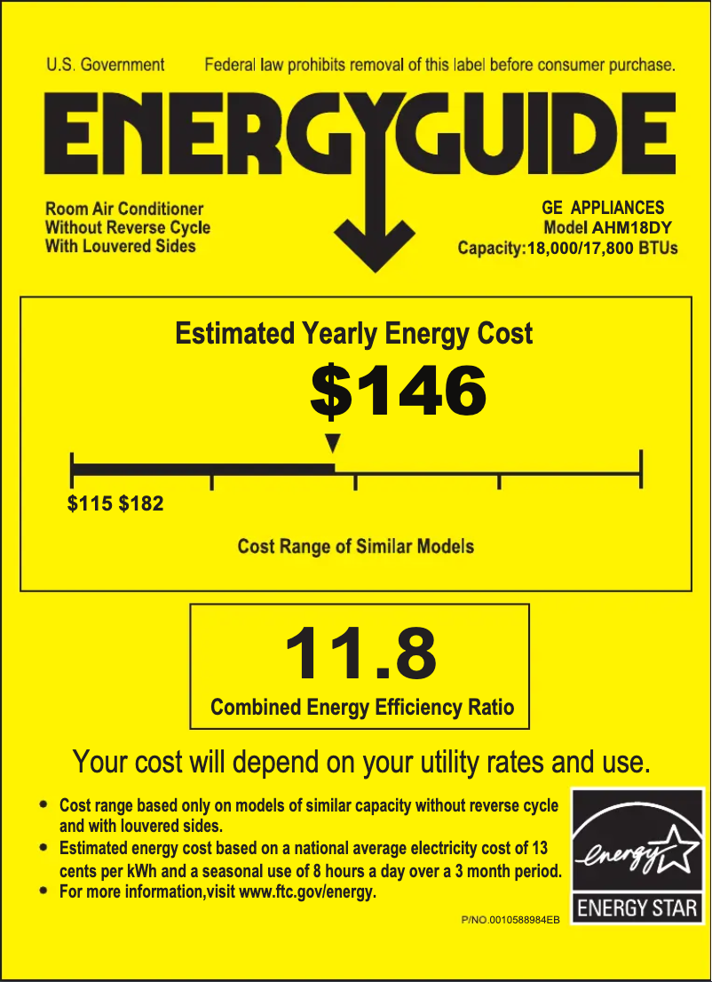 Page n°1 - Label énergétique GE AHM18DY