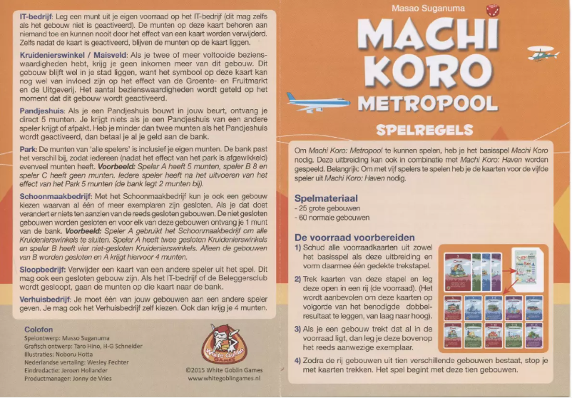 Page n°1 - Manuel utilisateur White Goblin Games Machi Koro Metropool