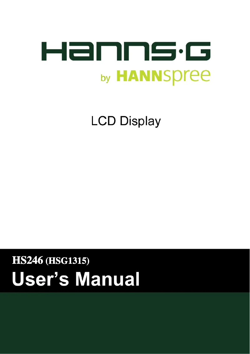 Page 1 de la notice Manuel utilisateur Hannspree Hanns.G HS 246 HFB