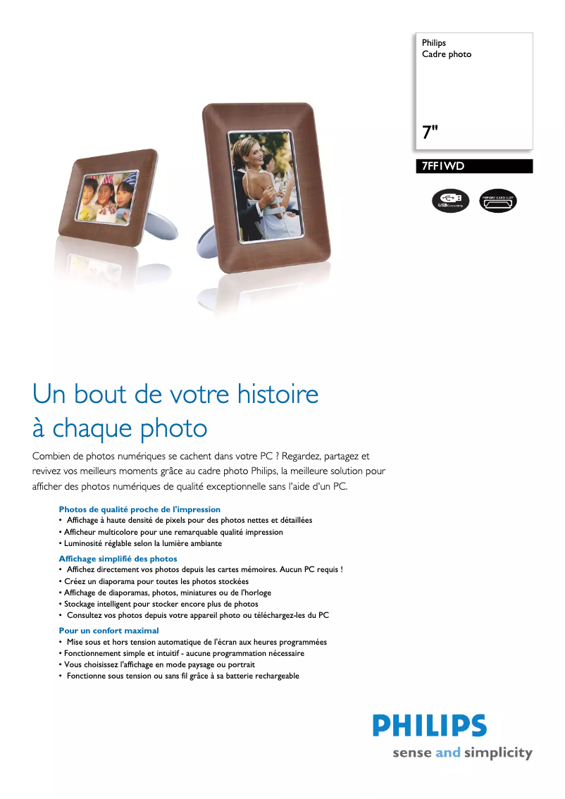 Page n°1 - Fiche technique Philips 7FF1WD
