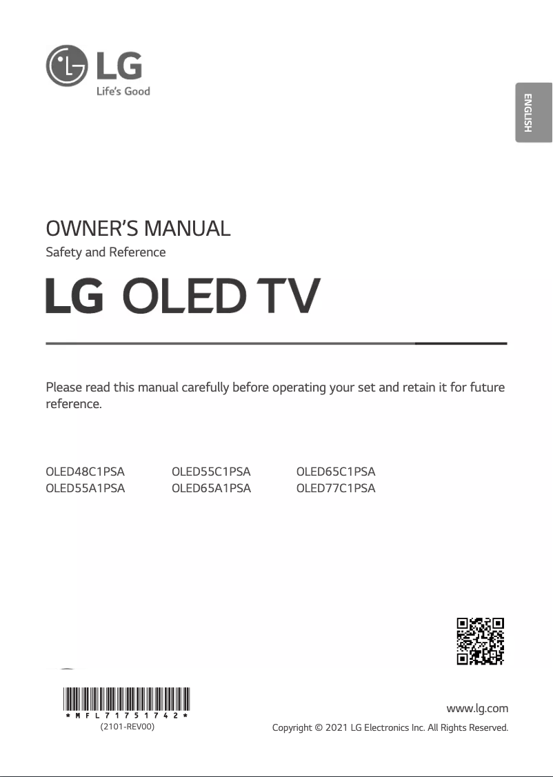 Page 1 de la notice Manuel utilisateur LG OLED55C1PSA