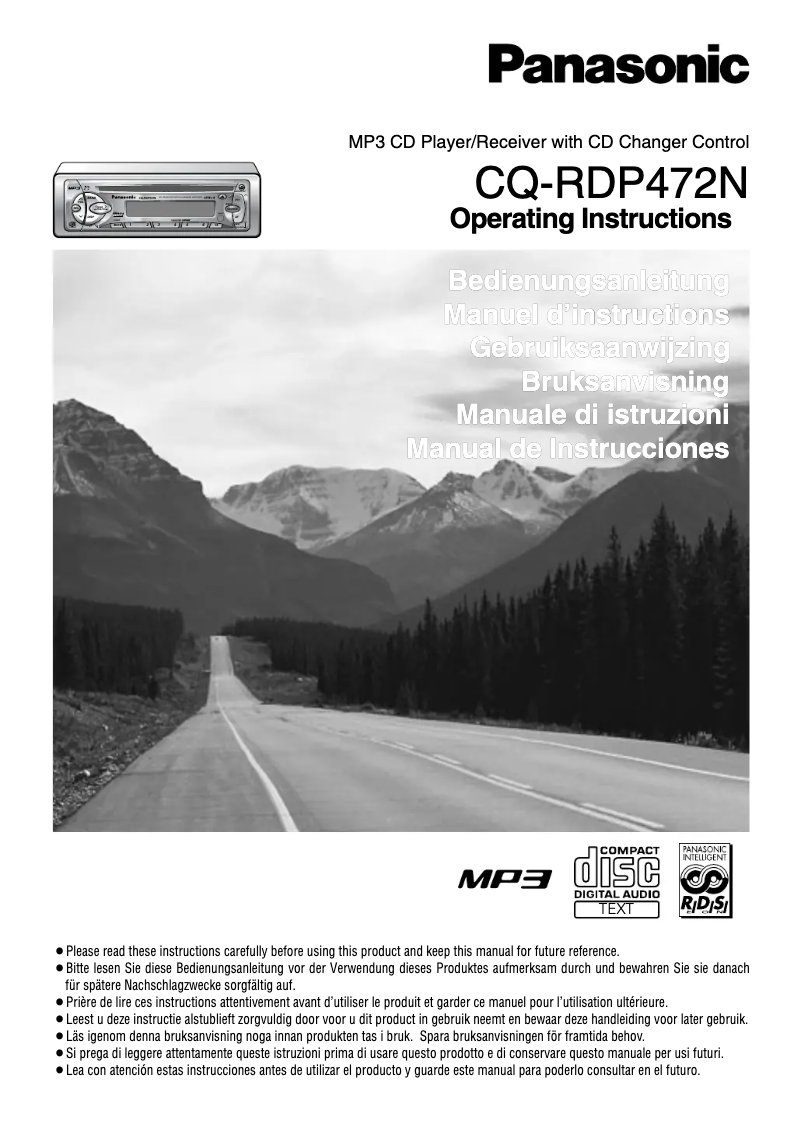 Page 1 de la notice Manuel utilisateur Panasonic CQ-RDP472N