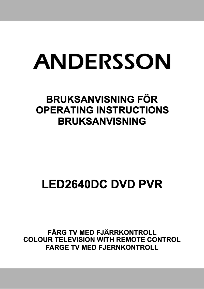 Page n°1 - Manuel utilisateur Andersson LED2640DC DVD PVR