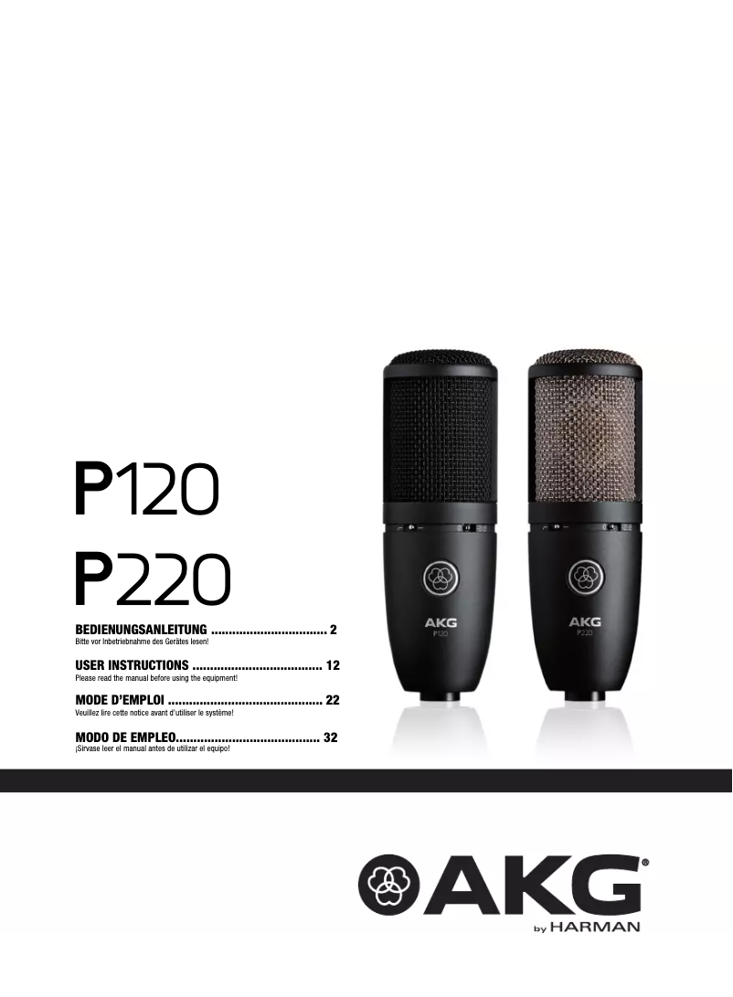 Page n°1 - Manuel utilisateur AKG PERCEPTION 220