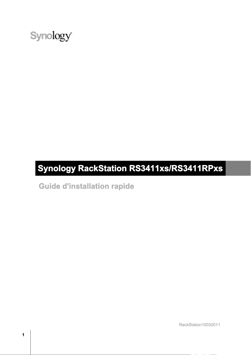 Page 1 de la notice Manuel utilisateur Synology RackStation RS3411xs