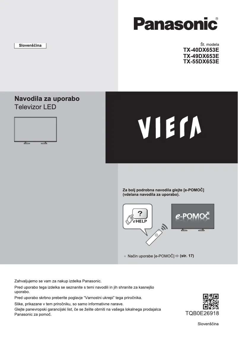 Imagen de la primera página del manual del dispositivo TX-49DX653E